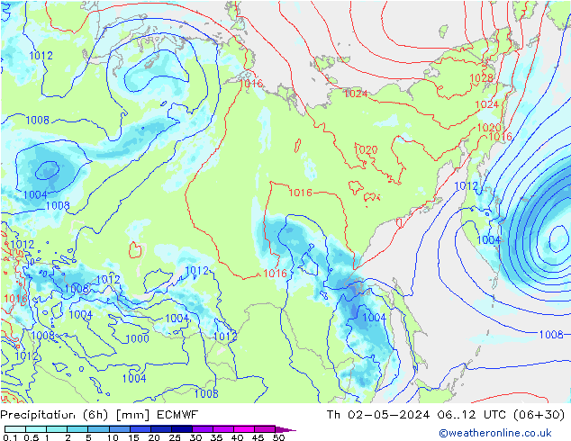 Z500/Rain (+SLP)/Z850 ECMWF Th 02.05.2024 12 UTC