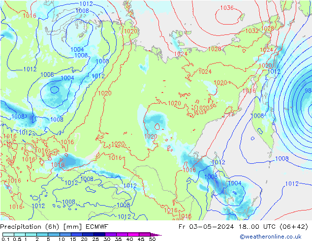 Z500/Yağmur (+YB)/Z850 ECMWF Cu 03.05.2024 00 UTC