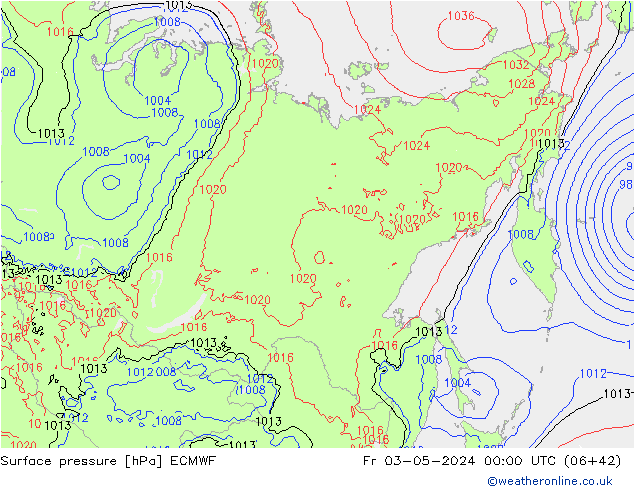 Luchtdruk (Grond) ECMWF vr 03.05.2024 00 UTC