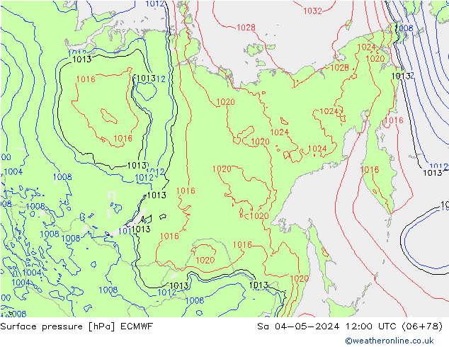 Surface pressure ECMWF Sa 04.05.2024 12 UTC