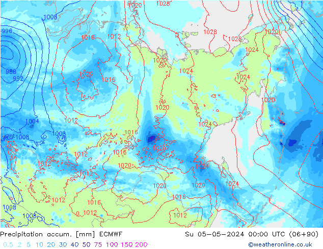 Totale neerslag ECMWF zo 05.05.2024 00 UTC