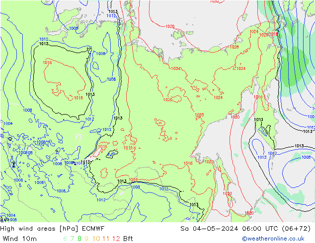 High wind areas ECMWF sáb 04.05.2024 06 UTC