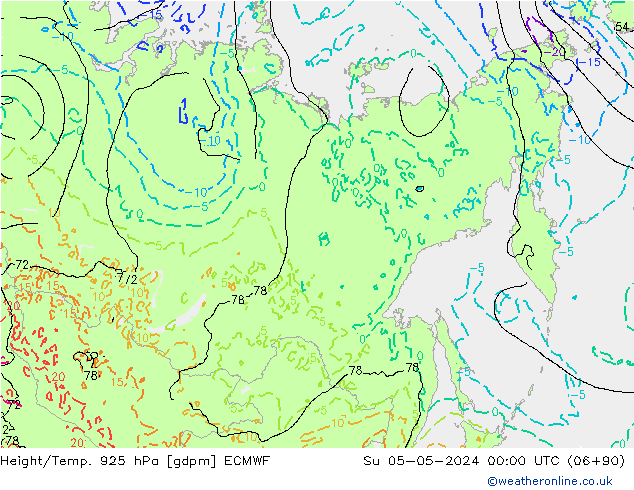 Hoogte/Temp. 925 hPa ECMWF zo 05.05.2024 00 UTC