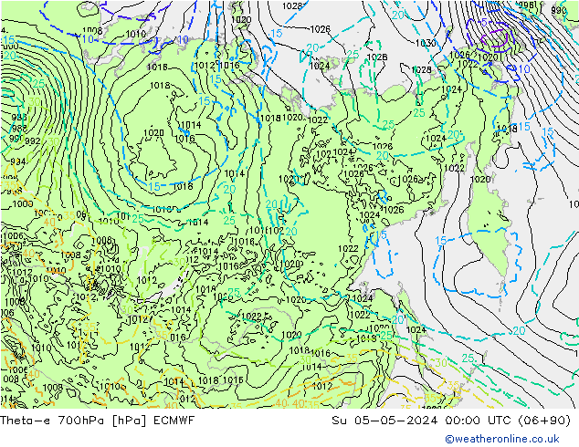 Theta-e 700hPa ECMWF zo 05.05.2024 00 UTC