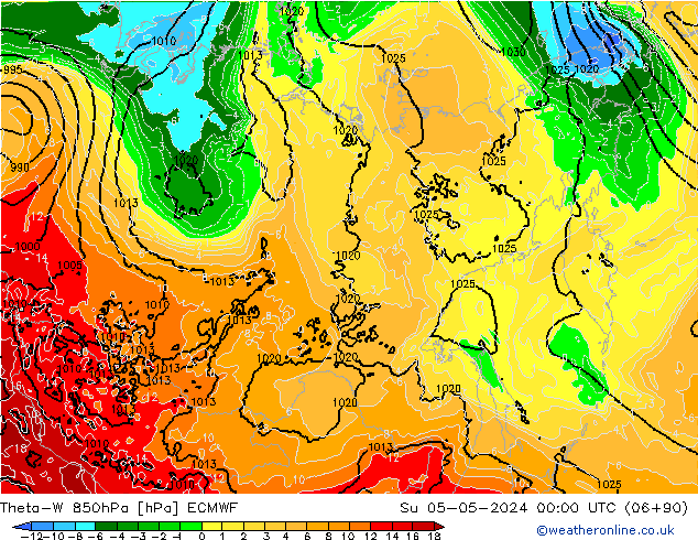 Theta-W 850hPa ECMWF Paz 05.05.2024 00 UTC