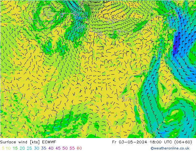 Surface wind ECMWF Fr 03.05.2024 18 UTC