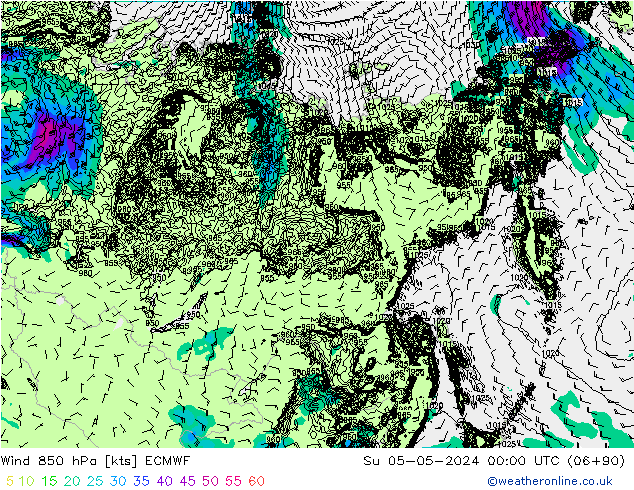 Wind 850 hPa ECMWF zo 05.05.2024 00 UTC