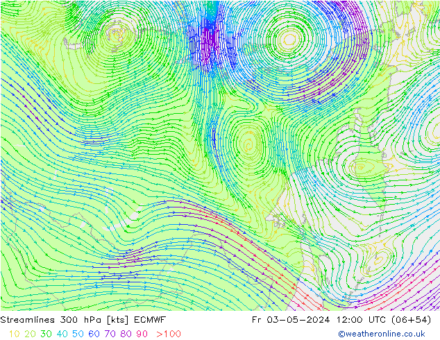 ветер 300 гПа ECMWF пт 03.05.2024 12 UTC