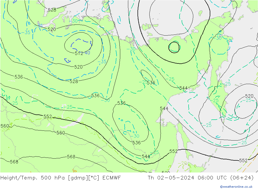 Height/Temp. 500 hPa ECMWF  02.05.2024 06 UTC