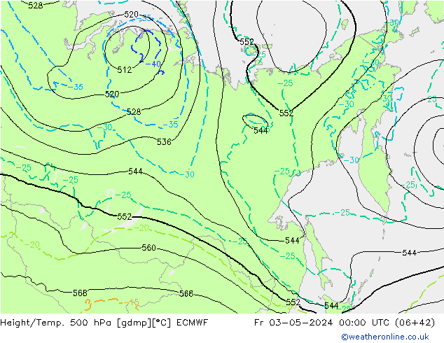 Z500/Rain (+SLP)/Z850 ECMWF пт 03.05.2024 00 UTC