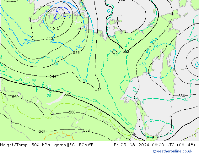 Z500/Rain (+SLP)/Z850 ECMWF пт 03.05.2024 06 UTC