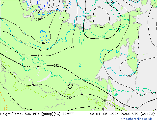 Z500/Rain (+SLP)/Z850 ECMWF Sa 04.05.2024 06 UTC