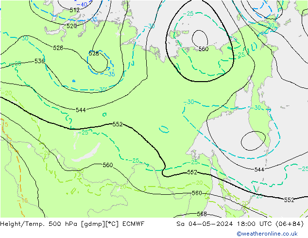 Z500/Rain (+SLP)/Z850 ECMWF sam 04.05.2024 18 UTC