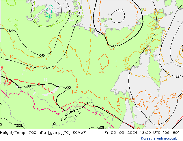 Geop./Temp. 700 hPa ECMWF vie 03.05.2024 18 UTC