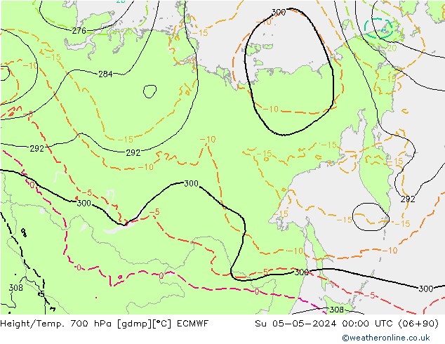 Hoogte/Temp. 700 hPa ECMWF zo 05.05.2024 00 UTC