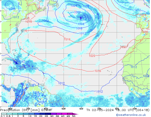 Z500/Rain (+SLP)/Z850 ECMWF gio 02.05.2024 00 UTC