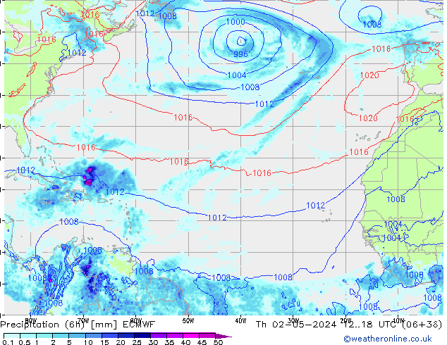 Z500/Rain (+SLP)/Z850 ECMWF gio 02.05.2024 18 UTC