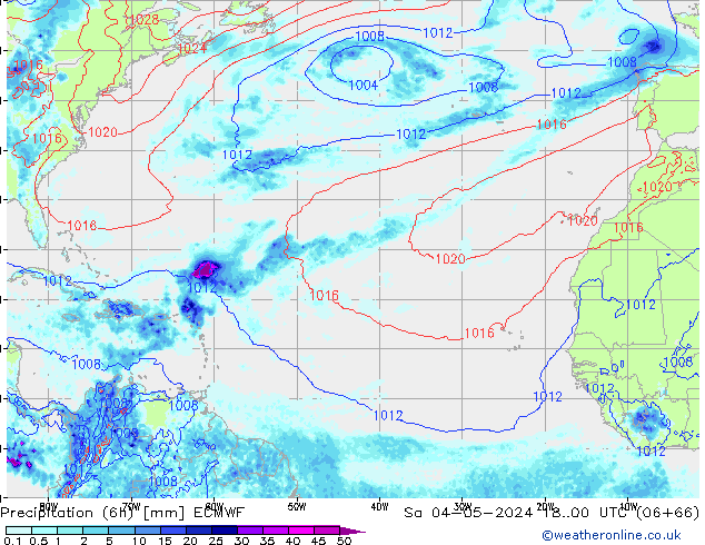 Precipitación (6h) ECMWF sáb 04.05.2024 00 UTC