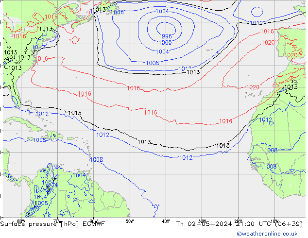 приземное давление ECMWF чт 02.05.2024 21 UTC