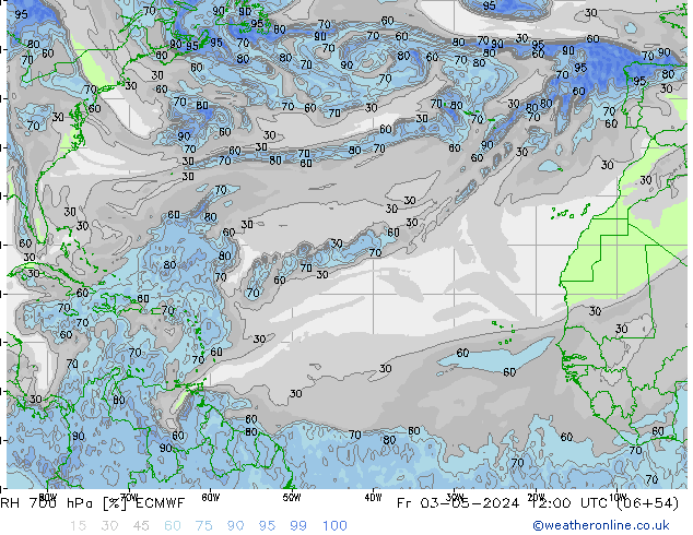 Humidité rel. 700 hPa ECMWF ven 03.05.2024 12 UTC