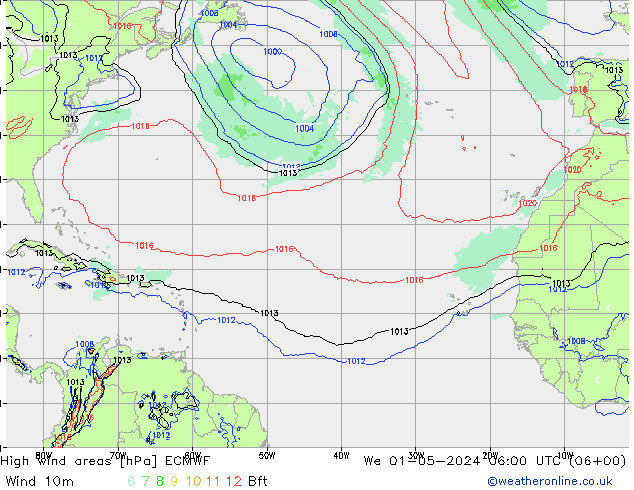 Windvelden ECMWF wo 01.05.2024 06 UTC