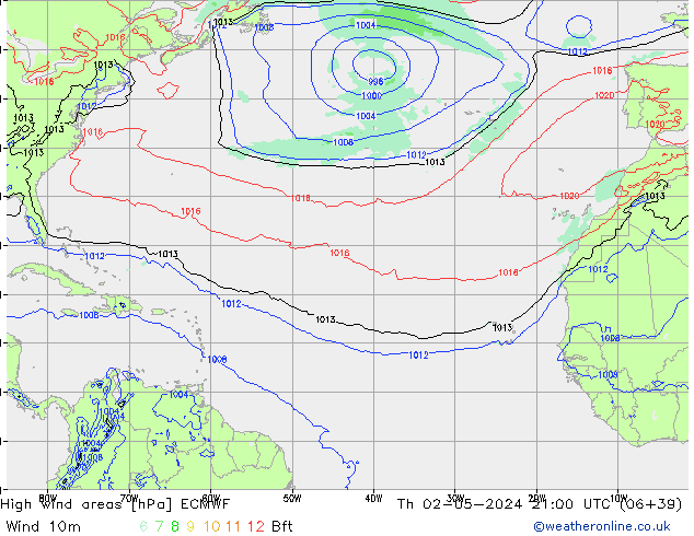 High wind areas ECMWF Th 02.05.2024 21 UTC