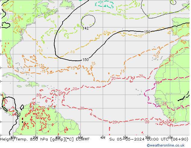 Height/Temp. 850 hPa ECMWF Su 05.05.2024 00 UTC