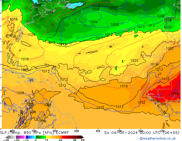 SLP/Temp. 850 hPa ECMWF za 04.05.2024 00 UTC