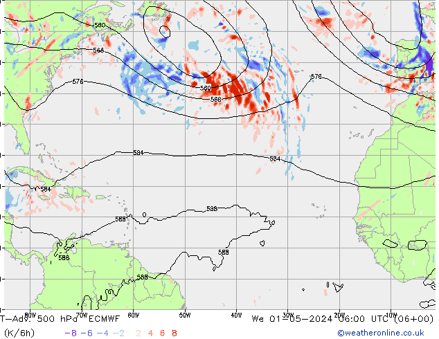 T-Adv. 500 hPa ECMWF mer 01.05.2024 06 UTC