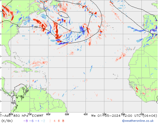 T-Adv. 850 hPa ECMWF St 01.05.2024 12 UTC