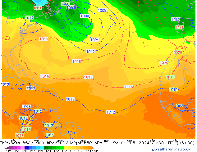 Thck 850-1000 hPa ECMWF We 01.05.2024 06 UTC