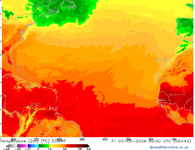 Temperature (2m) ECMWF Fr 03.05.2024 00 UTC