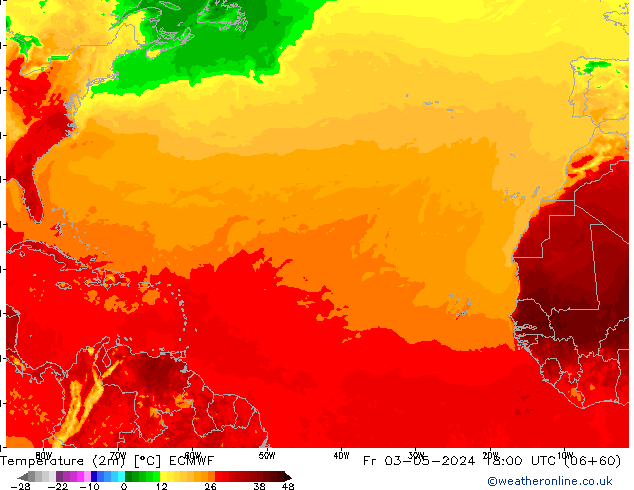 Temperature (2m) ECMWF Fr 03.05.2024 18 UTC