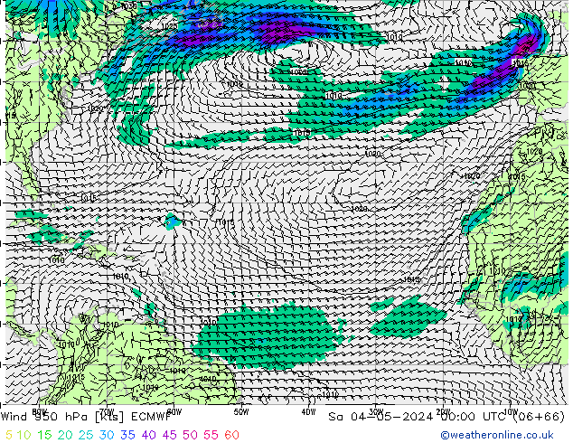 Vent 950 hPa ECMWF sam 04.05.2024 00 UTC