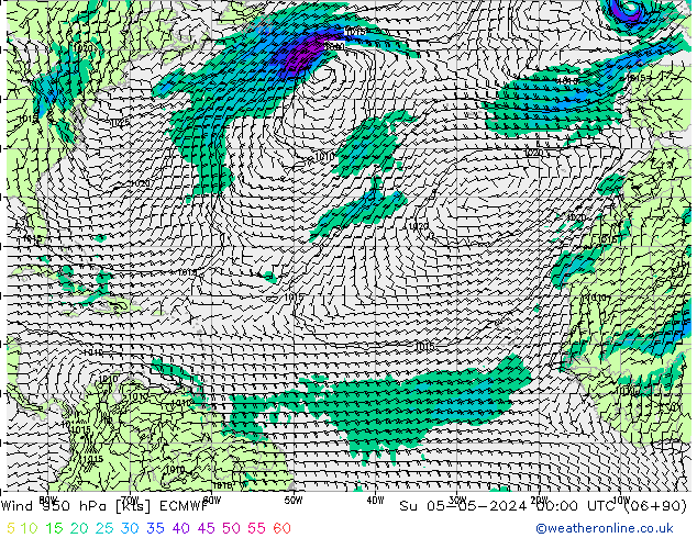 Vent 950 hPa ECMWF dim 05.05.2024 00 UTC