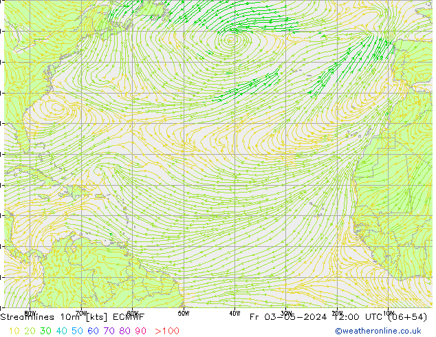 Stroomlijn 10m ECMWF vr 03.05.2024 12 UTC