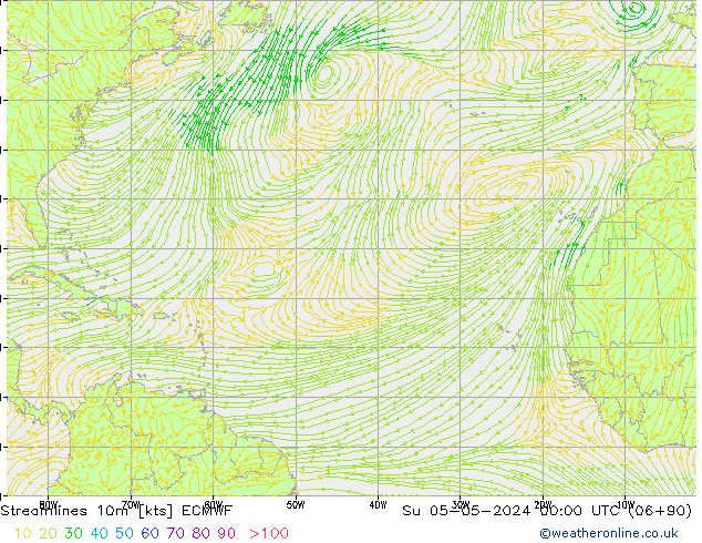Ligne de courant 10m ECMWF dim 05.05.2024 00 UTC