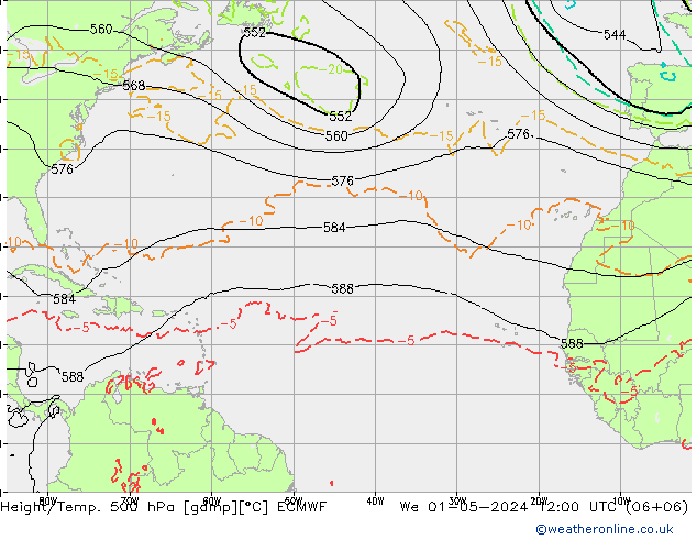 Z500/Yağmur (+YB)/Z850 ECMWF Çar 01.05.2024 12 UTC