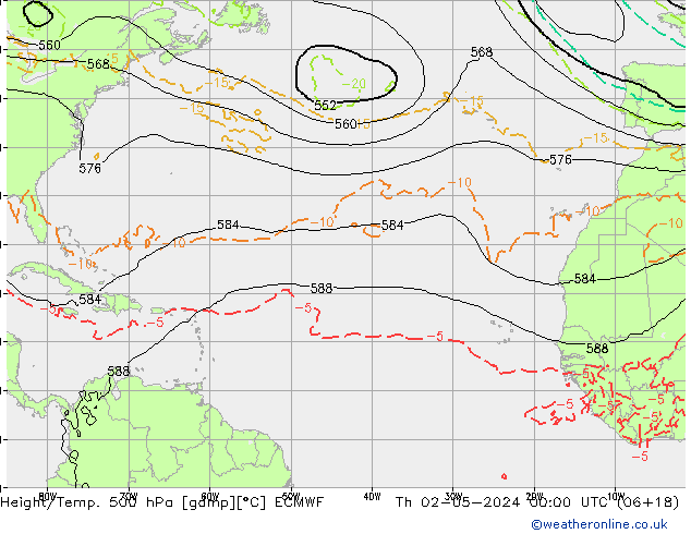 Z500/Rain (+SLP)/Z850 ECMWF gio 02.05.2024 00 UTC