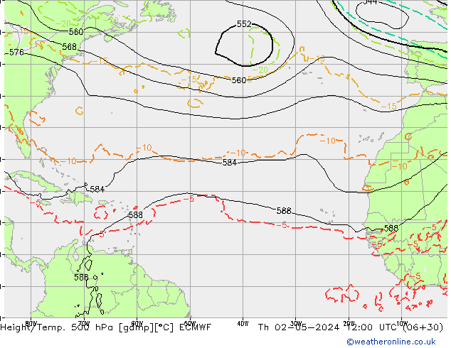 Z500/Yağmur (+YB)/Z850 ECMWF Per 02.05.2024 12 UTC
