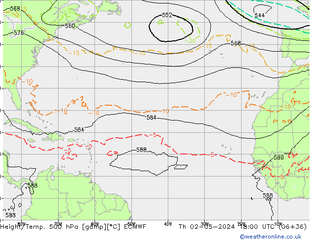 Z500/Rain (+SLP)/Z850 ECMWF gio 02.05.2024 18 UTC