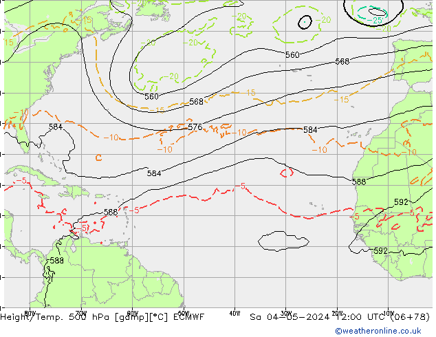 Z500/Rain (+SLP)/Z850 ECMWF sab 04.05.2024 12 UTC