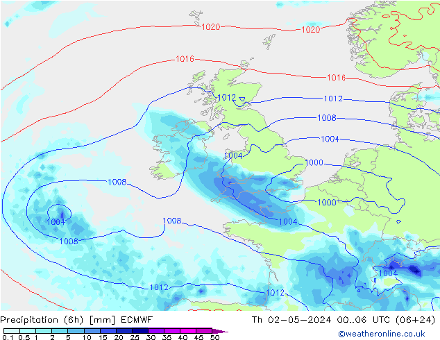 Z500/Rain (+SLP)/Z850 ECMWF чт 02.05.2024 06 UTC