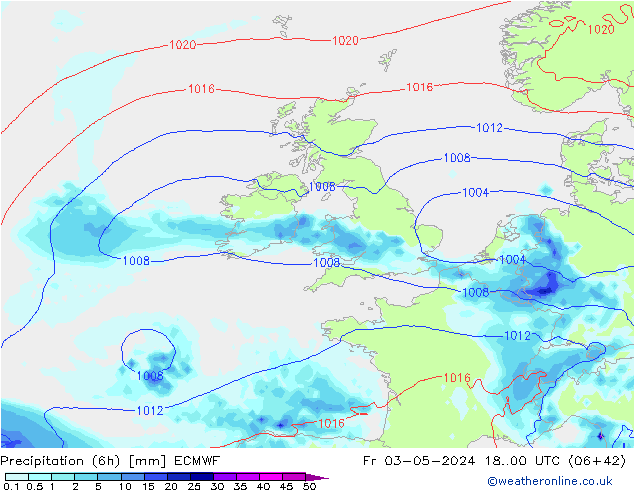 Z500/Rain (+SLP)/Z850 ECMWF Fr 03.05.2024 00 UTC