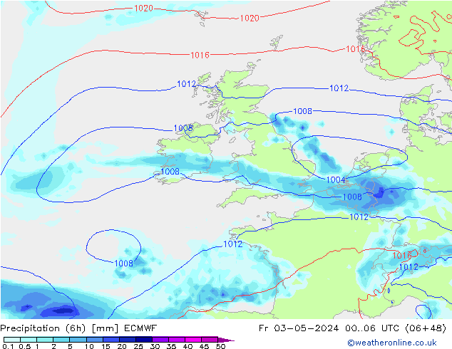 Z500/Rain (+SLP)/Z850 ECMWF Fr 03.05.2024 06 UTC