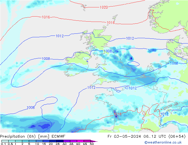 Z500/Regen(+SLP)/Z850 ECMWF vr 03.05.2024 12 UTC