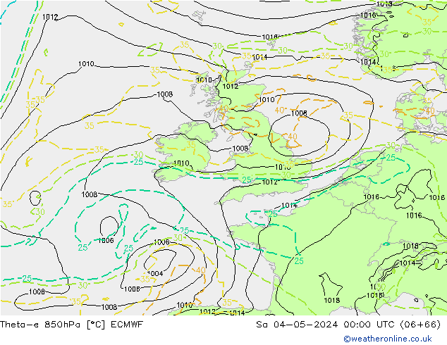 Theta-e 850hPa ECMWF sam 04.05.2024 00 UTC