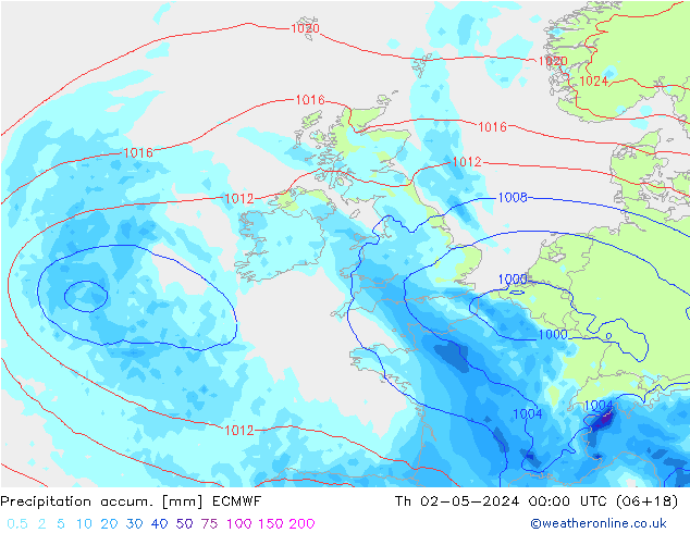 Precipitation accum. ECMWF Th 02.05.2024 00 UTC