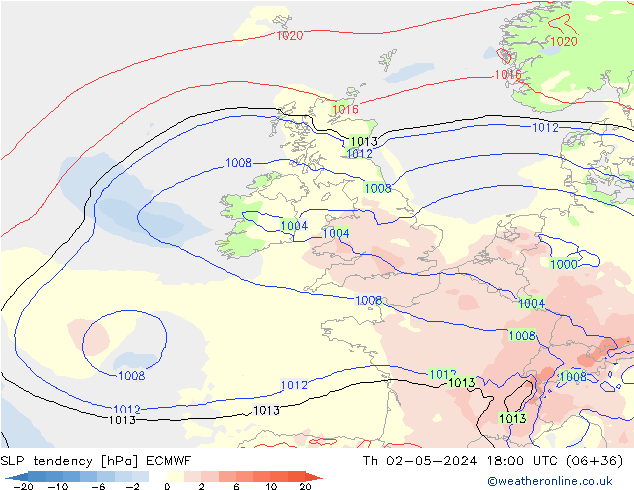 SLP tendency ECMWF Qui 02.05.2024 18 UTC