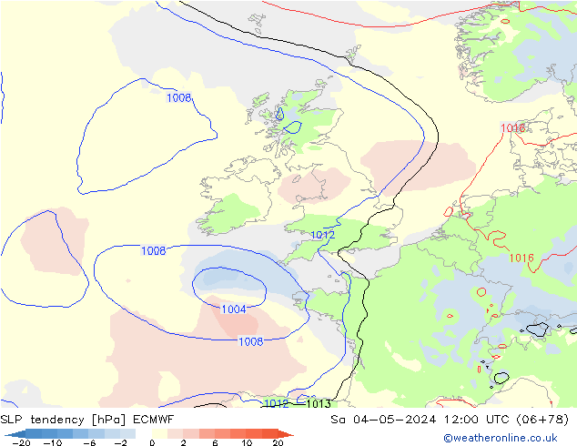 Tendenza di Pressione ECMWF sab 04.05.2024 12 UTC